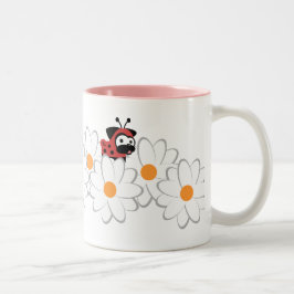 Dame Pug Mug (White&Gray Blumen) Zweifarbige Tasse
