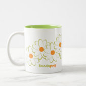 Dame Pug Mug (White&Green Blumen) Zweifarbige Tasse (Links)
