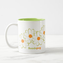 Dame Pug Mug (White&Green Blumen) Zweifarbige Tasse