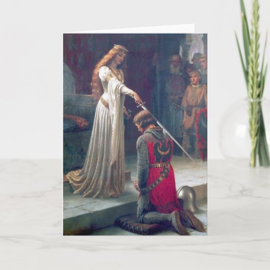 Dame Queen knighting Ritter Antique Malerei Karte (Vorderseite)