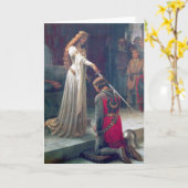 Dame Queen knighting Ritter Antique Malerei Karte (Gelbe Blume)