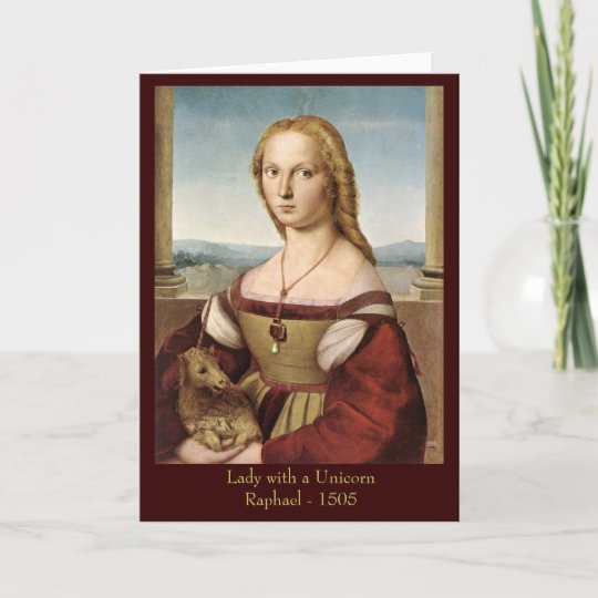 Dame Raphael Mit Einer Einhorn Gruss Karte Karte Zazzle De