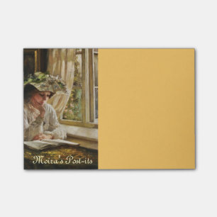 Dame Reading durch ein Fenster Post-it Klebezettel