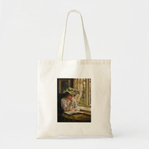 Dame Reading durch ein Fenster Tragetasche