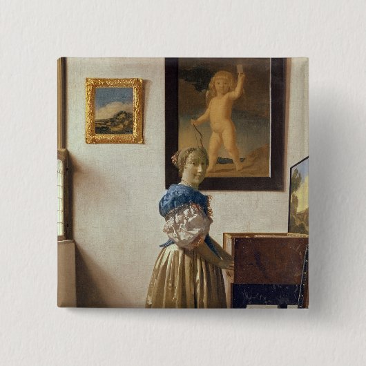 Dame stehend am Virginal, c.1672-73 Button (Vorderseite)