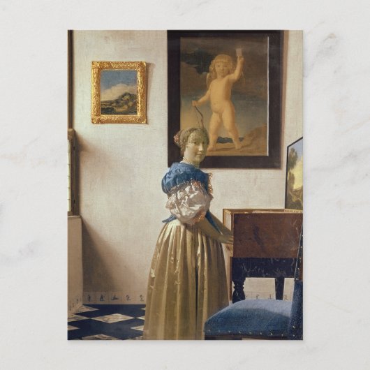 Dame stehend am Virginal, c.1672-73 Postkarte (Vorderseite)