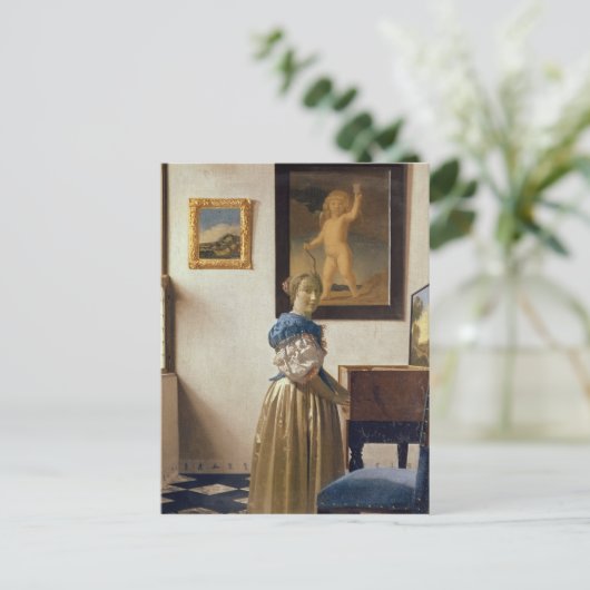 Dame stehend am Virginal, c.1672-73 Postkarte (Stehend Vorderseite)