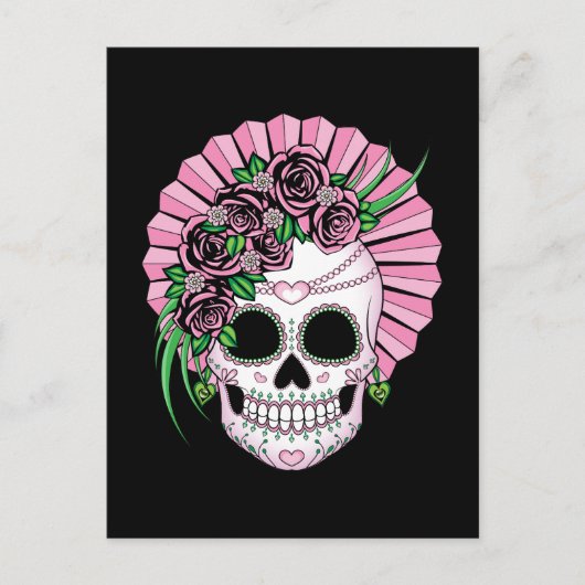 Dame Sugar Skull Postkarte (Vorderseite)