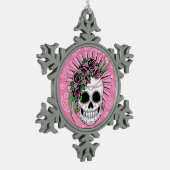 Dame Sugar Skull Schneeflocken Zinn-Ornament (Links)