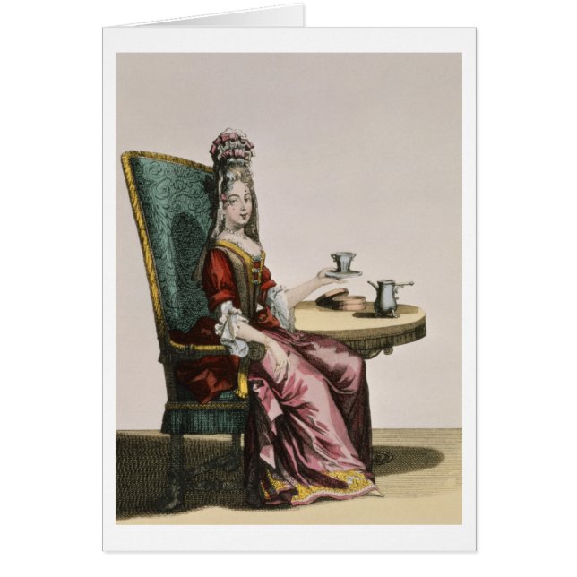 Dame Taking Coffee, Modegeck, c.1695 (engravi (Vorne)