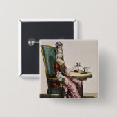 Dame Taking Coffee, Modegeck, c.1695 (engravi Button (Vorne & Hinten)