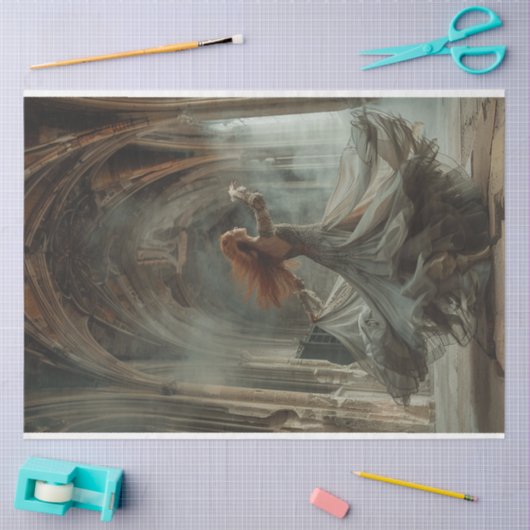 Dame tanzt fließend Kleid Kathedrale Doppel Seidenpapier (Basteln)