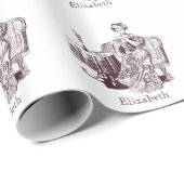 Dame trinkt Tee Geschenkpapier (Rolleneckpunkt)