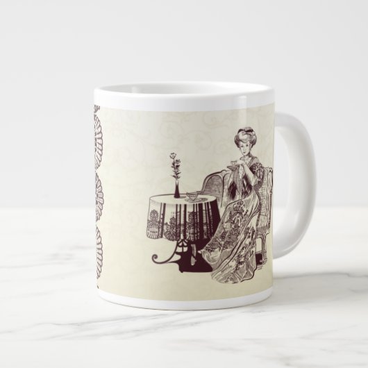 Dame trinkt Tee Jumbo-Tasse (Vorderseite Rechts)