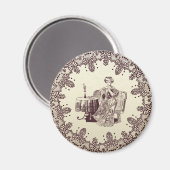 Dame trinkt Tee Magnet (Vorderseite/Rückseite)