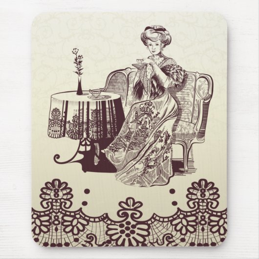 Dame trinkt Tee Mousepad (Vorne)