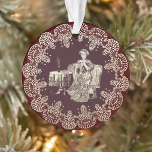 Dame trinkt Tee Ornament
