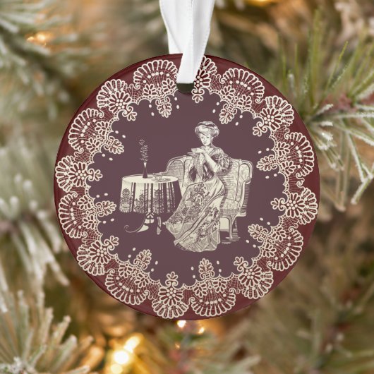 Dame trinkt Tee Ornament (Baum)