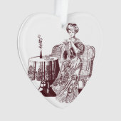 Dame trinkt Tee Ornament (Vorderseite)