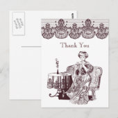 Dame trinkt Tee Postkarte (Vorne/Hinten)