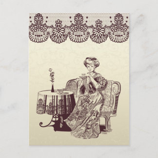 Dame trinkt Tee Postkarte