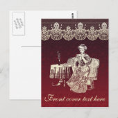 Dame trinkt Tee Postkarte (Vorne/Hinten)