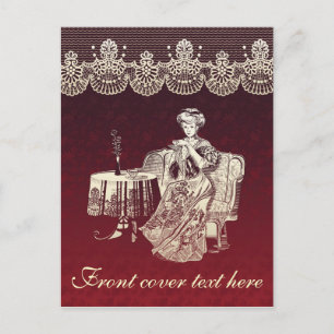 Dame trinkt Tee Postkarte