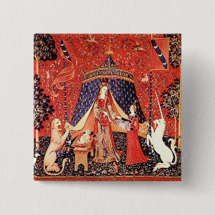 "Dame u. das Einhorn " Button
