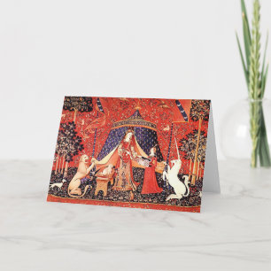 "Dame u. das Einhorn " Feiertagskarte