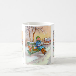 Dame und Eichhörnchen Vintag Kaffeetasse