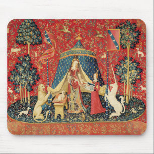 DAME UND EINHORN Löwe,Fantasy Blumen,Tiere Mousepad