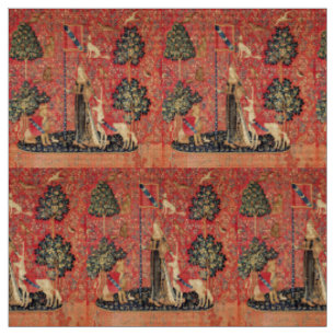DAME UND EINHORN Löwe,Fantasy Blumen,Tiere Stoff