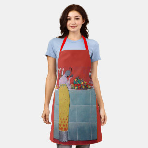 DAME UND FRÜCHTE TISCH SET ART DECO SCHÖNHEIT MODE SCHÜRZE