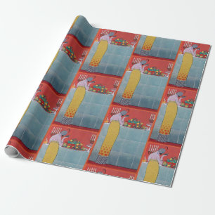 DAME UND FRÜCHTE-TISCHSET ART DÉCO SCHÖNHEIT MODE GESCHENKPAPIER
