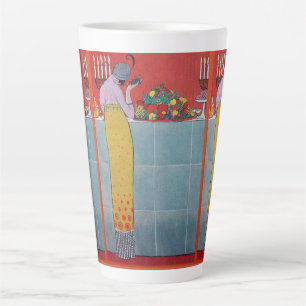 DAME UND FRÜCHTE-TISCHSET ART DÉCO SCHÖNHEIT MODE MILCHTASSE