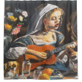 Dame und Gitarre Duschvorhang