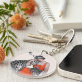 Dame und Leopard Schlüsselanhänger (Vorderseite rechts)