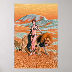 Dame und Löwe Poster