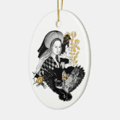 Dame und Nachteule Keramik Ornament (Links)