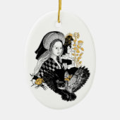 Dame und Nachteule Keramik Ornament (Vorne)