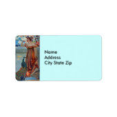 Dame und Pfau Adressaufkleber (Vorne)
