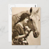 Dame und Pferd Postkarte (Vorne/Hinten)