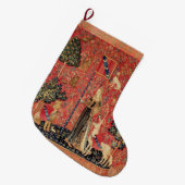 DAME UND UNICORN Fantasie-Blumen, Tiere Großer Weihnachtsstrumpf (Vorderansicht (hängend))