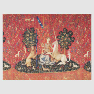 DAME UND UNICORN Löwe, Fantasie-Blumen, Tiere Seidenpapier