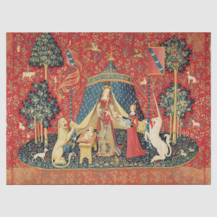 DAME UND UNICORN Löwe, Fantasie-Blumen, Tiere Seidenpapier