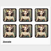 Dame unter Wasser, | AI Generated Artwork Quadratischer Aufkleber (Blatt)