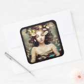 Dame unter Wasser, | AI Generated Artwork Quadratischer Aufkleber (Umschlag)