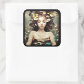 Dame unter Wasser, | AI Generated Artwork Quadratischer Aufkleber (Tasche)