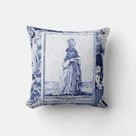 Dame Vintage Tarot Card auf Indigo BlumenToile Kissen