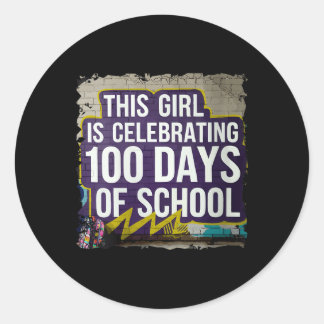 Damen 100. Tag Funny Outfit für Mädchen 100 Tage O Runder Aufkleber